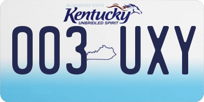 KY license plate 003UXY
