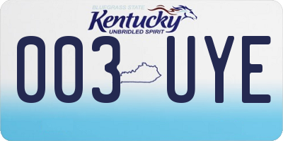 KY license plate 003UYE