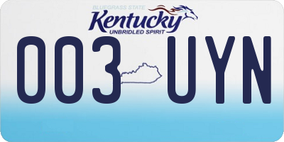KY license plate 003UYN