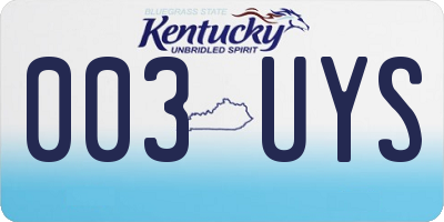 KY license plate 003UYS