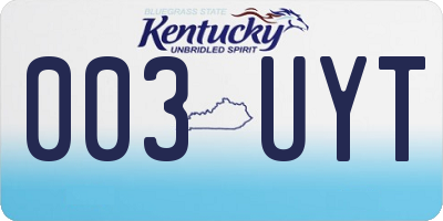 KY license plate 003UYT