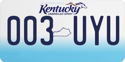 KY license plate 003UYU
