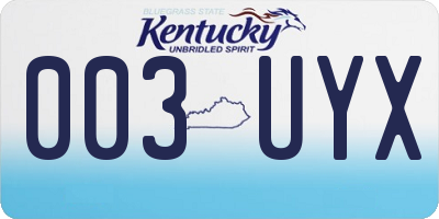 KY license plate 003UYX