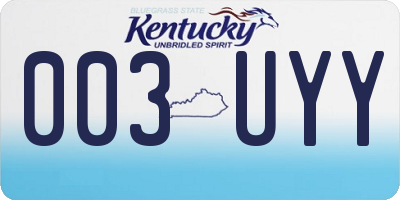 KY license plate 003UYY