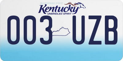 KY license plate 003UZB