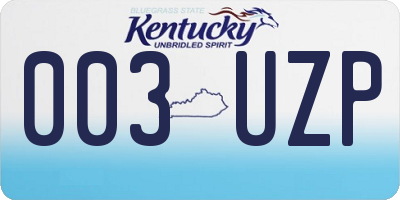 KY license plate 003UZP