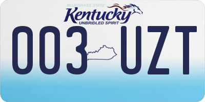 KY license plate 003UZT