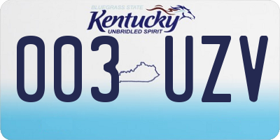 KY license plate 003UZV