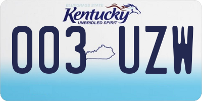 KY license plate 003UZW