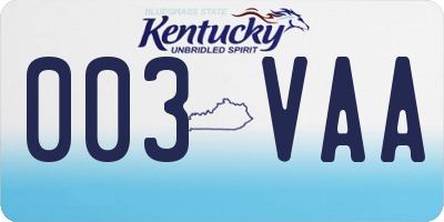 KY license plate 003VAA