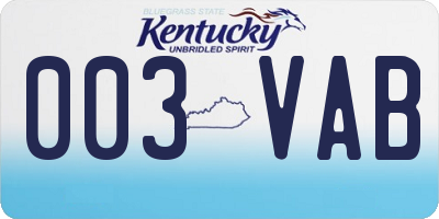 KY license plate 003VAB