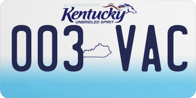 KY license plate 003VAC