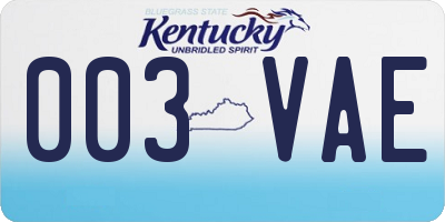 KY license plate 003VAE