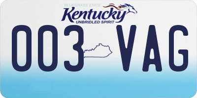 KY license plate 003VAG