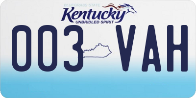 KY license plate 003VAH