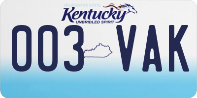 KY license plate 003VAK