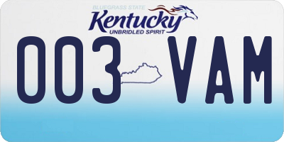 KY license plate 003VAM