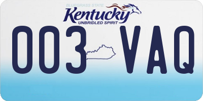 KY license plate 003VAQ
