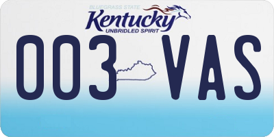 KY license plate 003VAS
