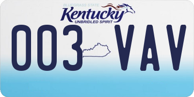 KY license plate 003VAV