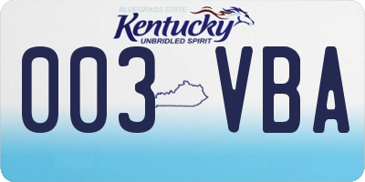 KY license plate 003VBA