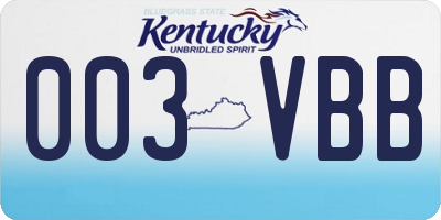 KY license plate 003VBB