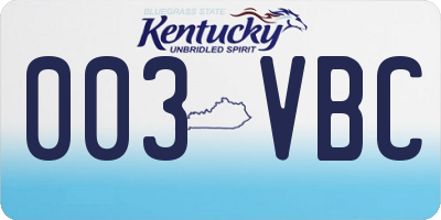 KY license plate 003VBC