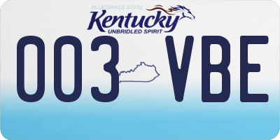 KY license plate 003VBE
