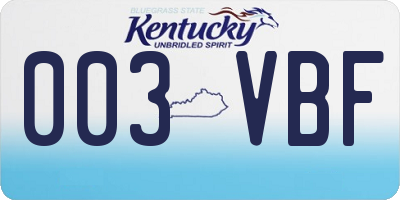 KY license plate 003VBF