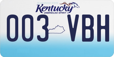 KY license plate 003VBH