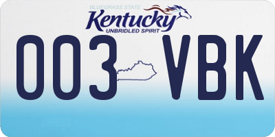 KY license plate 003VBK
