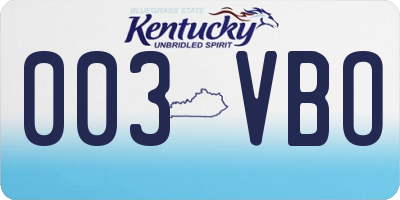 KY license plate 003VBO