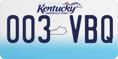 KY license plate 003VBQ