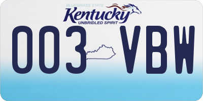 KY license plate 003VBW