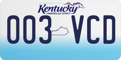 KY license plate 003VCD