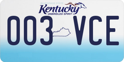 KY license plate 003VCE