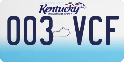 KY license plate 003VCF