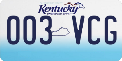 KY license plate 003VCG