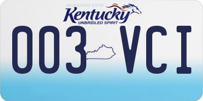 KY license plate 003VCI