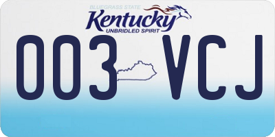 KY license plate 003VCJ