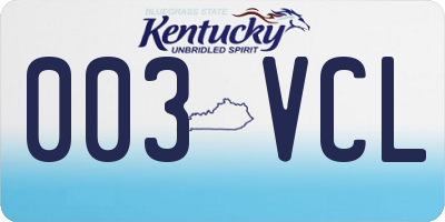 KY license plate 003VCL