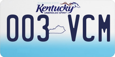 KY license plate 003VCM