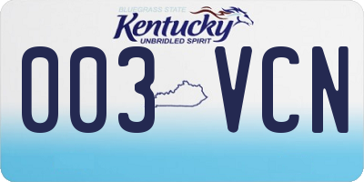 KY license plate 003VCN