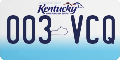 KY license plate 003VCQ
