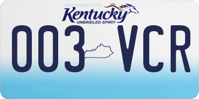 KY license plate 003VCR