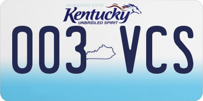 KY license plate 003VCS