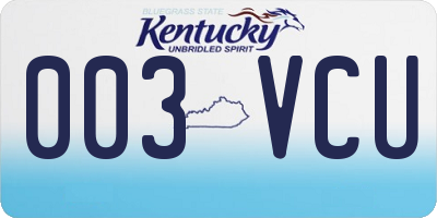 KY license plate 003VCU