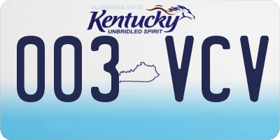 KY license plate 003VCV