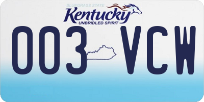 KY license plate 003VCW