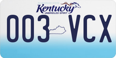KY license plate 003VCX